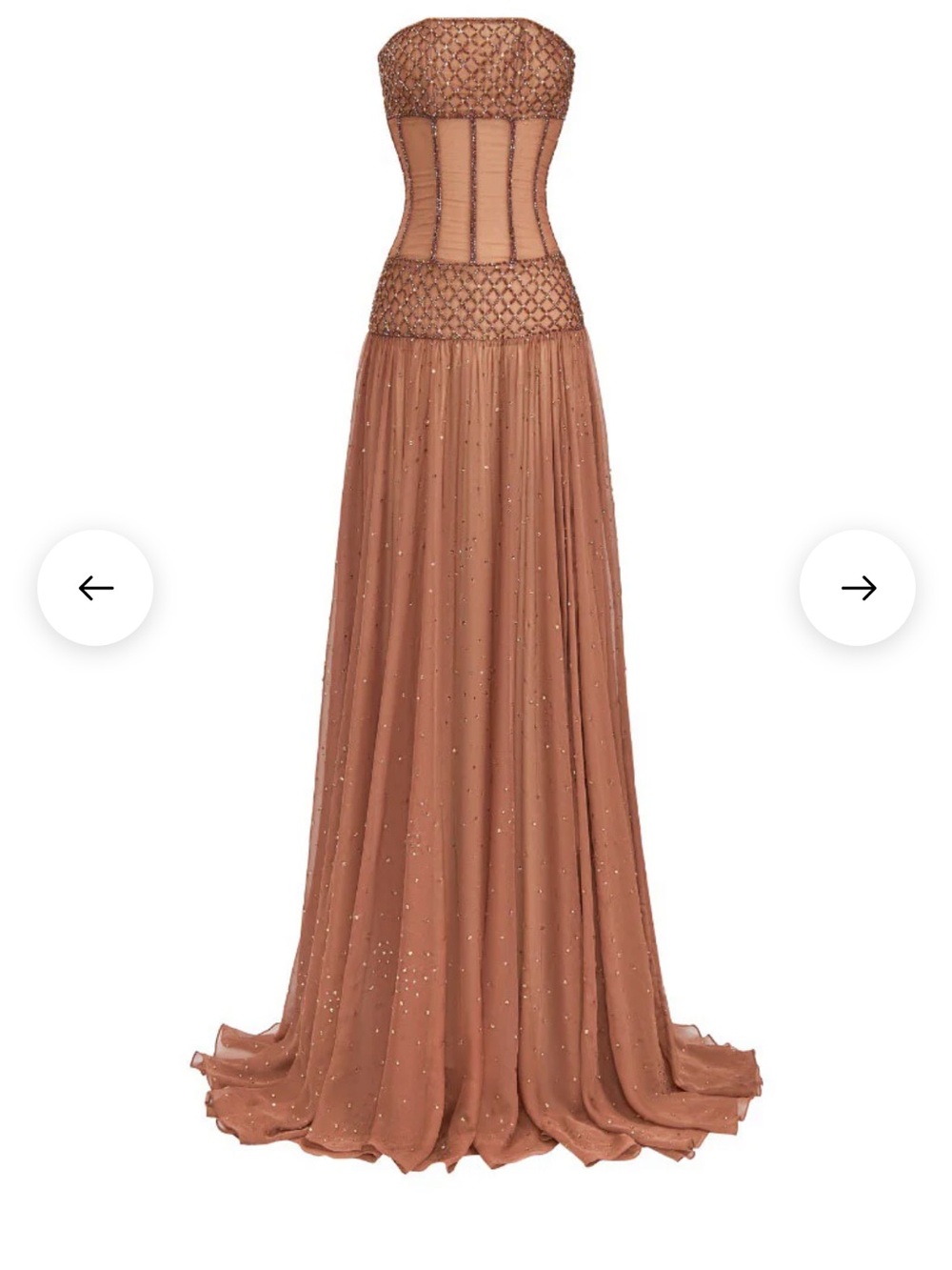 Strapless Brown Chiffon Maxi Dress - Picture 5 of 5